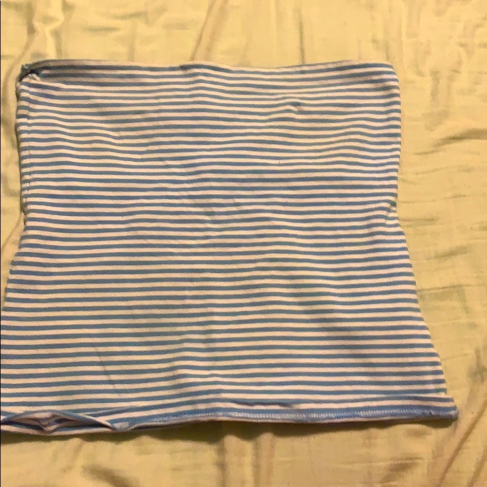 blue and white tube top
